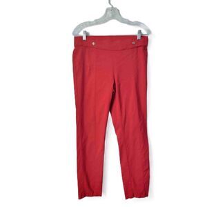 Rafaella Comfort Red Straight Leg Pants Stretch Button Waist Womens Size 8